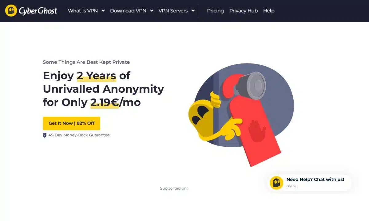 عرض VPN من CyberGhost بسعر 2.19 يورو شهريًا لمدة سنتين