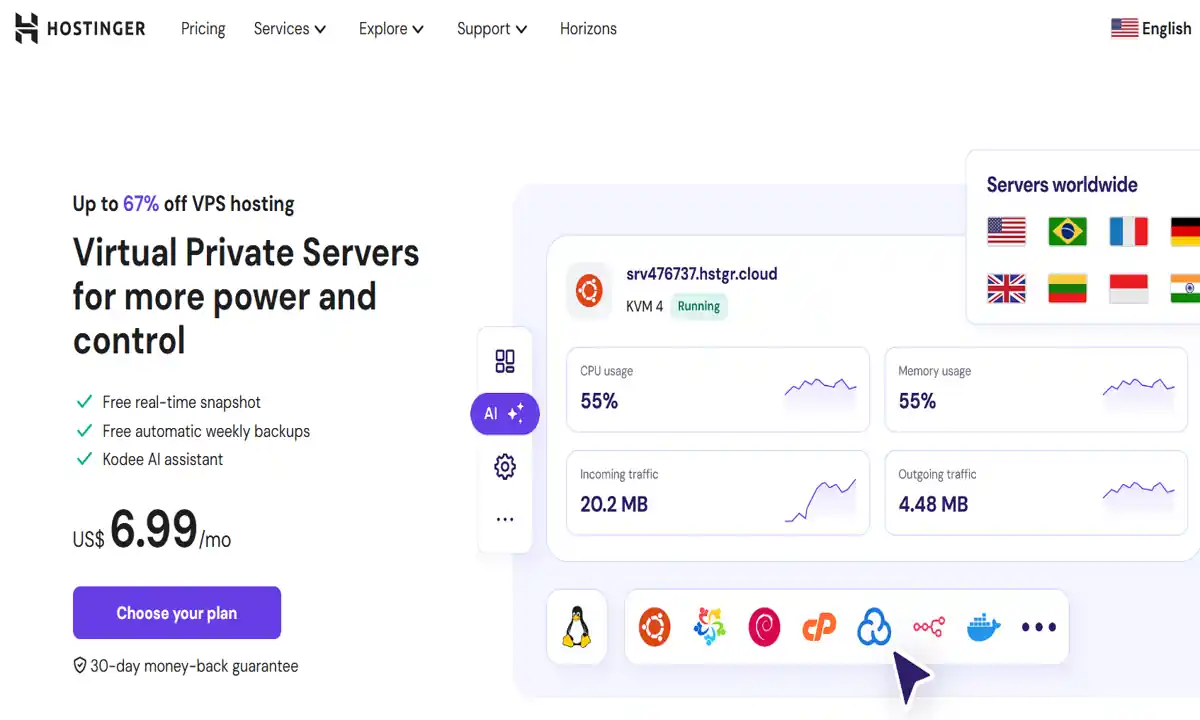  عرض استضافة VPS من Hostinger من أنواع استضافة المواقع
