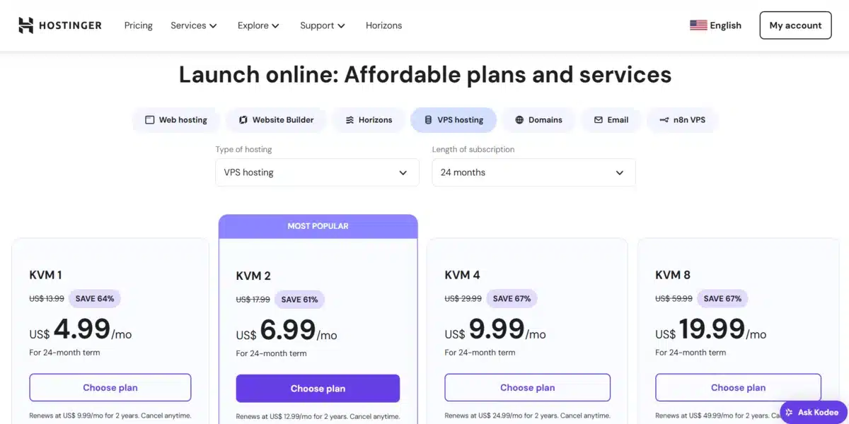 بلوهوست Bluehost أم هوستنجر Hostinger: أيهما الأنسب لاحتياجاتك 29 خطط استضافة هوستنجر المشتركة