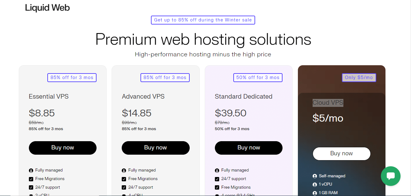 عروض Liquid Web على مختلف أنواع الاستضافة بأسعار تبدأ من 39.50$ للحصول على سيرفر خاص 