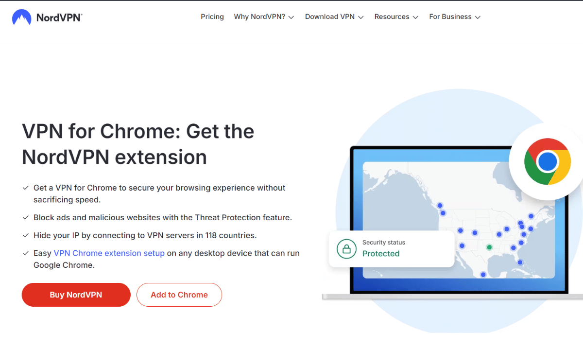 اضافة NordVPN لجوجل كروم