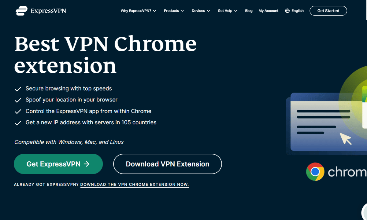 اضافة لجوجل كروم ExpressVPN