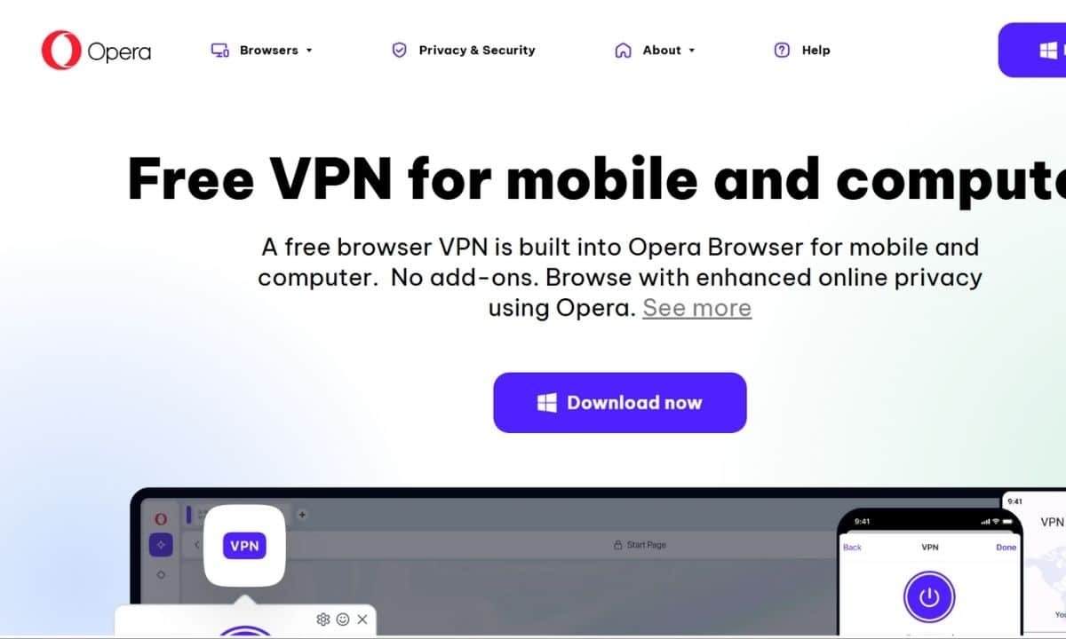 مقارنة بين أفضل 10 متصفحات VPN لعام 2025 15 صفحة ويب لمتصفح أوبرا تعرض VPN مجاني للهاتف والكمبيوتر