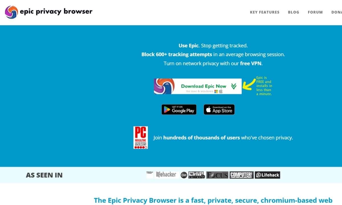 مقارنة بين أفضل 10 متصفحات VPN لعام 2025 16 صفحة ويب لمتصفح إبيك، من متصفحات vpn التي تركز على الخصوصية المكثفة و VPN المجاني