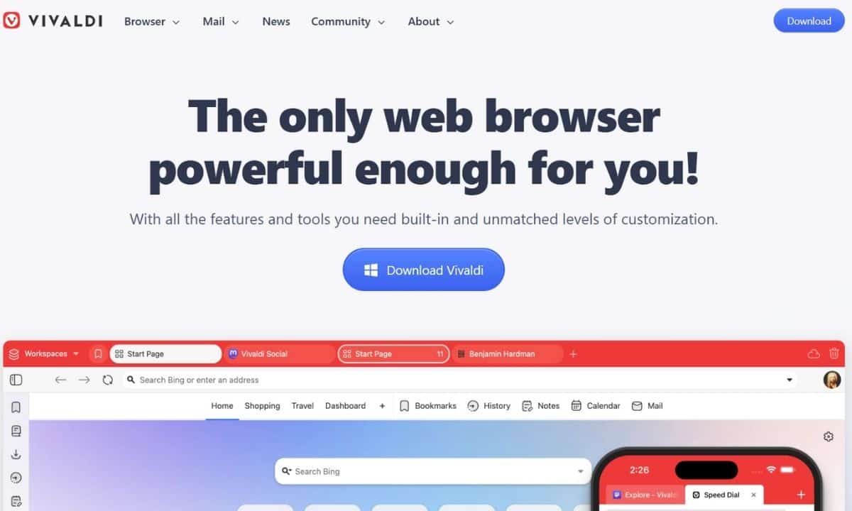 مقارنة بين أفضل 10 متصفحات VPN لعام 2025 20 صفحة ويب لمتصفح فيفالدي، تركز على القوة والتخصيص