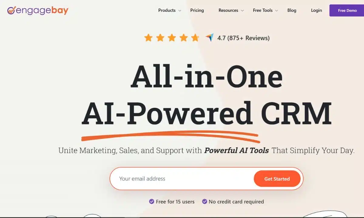 أسعار برامج CRM للشركات الصغيرة والمتوسطة 23 واجهة برنامج EngageBay لبرنامج CRM المدعوم بالذكاء الاصطناعي لإدارة المبيعات والتسويق.