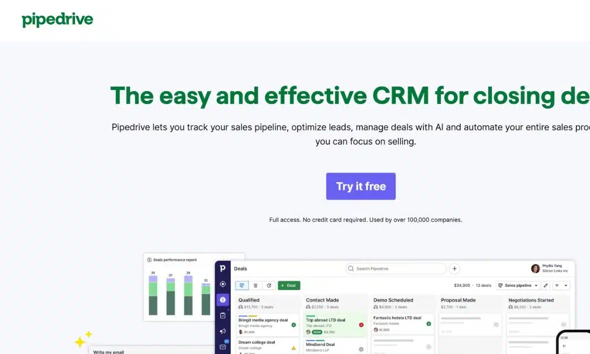أسعار برامج CRM للشركات الصغيرة والمتوسطة 20 صفحة عرض برنامج Pipedrive لبرنامج CRM مع ميزات إدارة المبيعات.