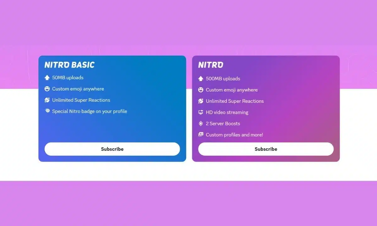 مقارنة بين خطط ديسكورد Nitro و Nitro Basic مع المزايا.