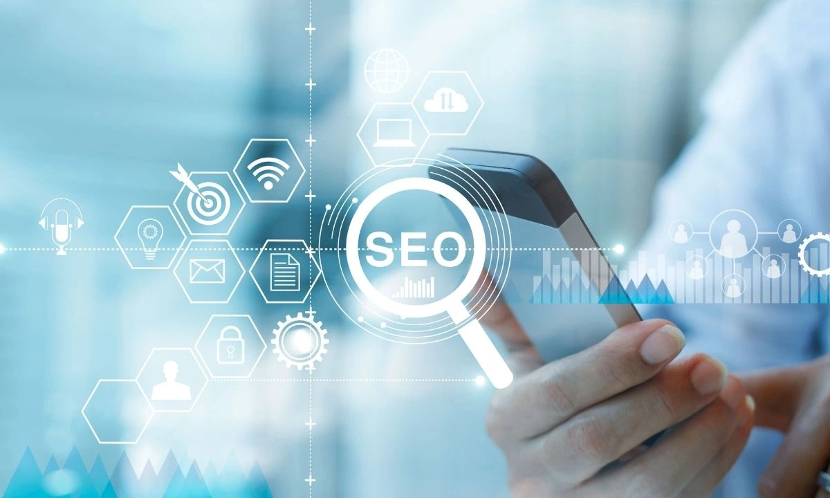 رسم توضيحي لمفاهيم SEO مع استخدام الذكاء الاصطناعي