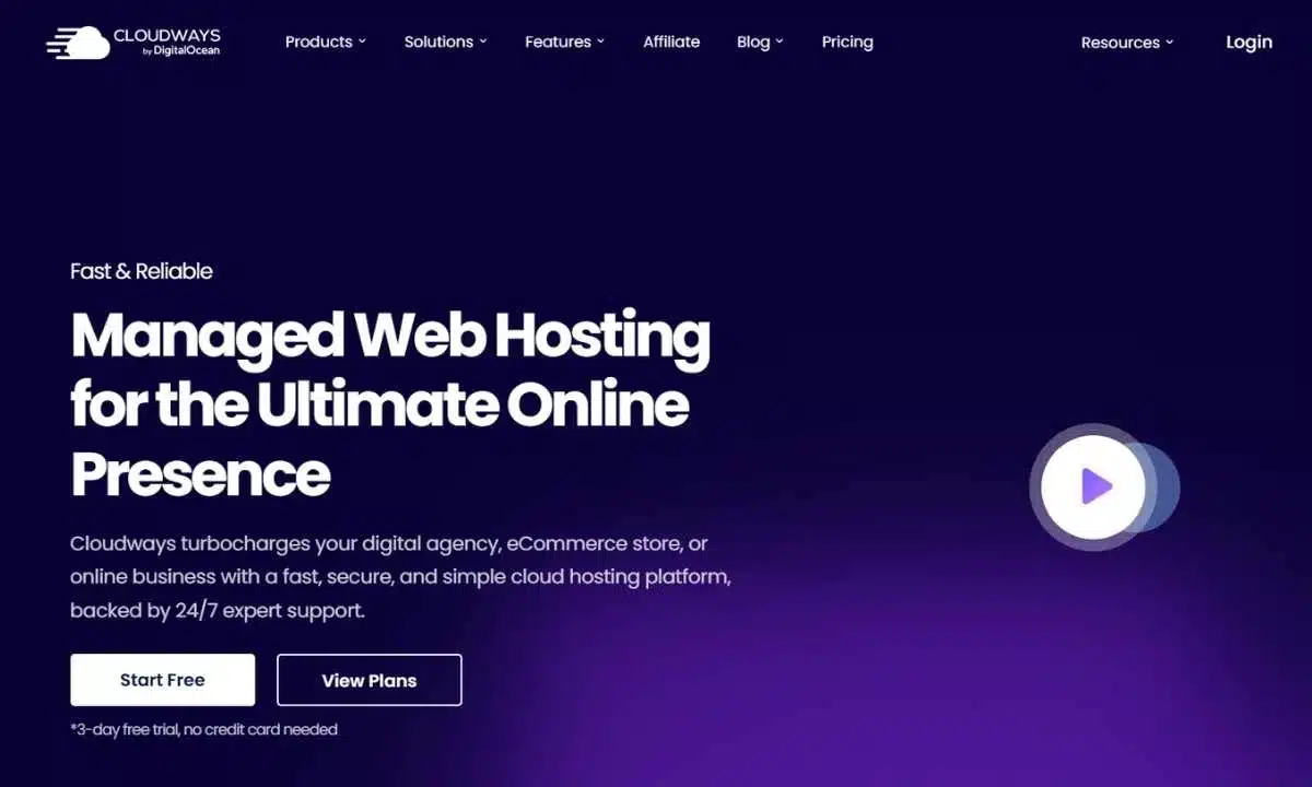 لقطة شاشة لواجهة موقع Cloudways